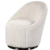 Crue Fluted Chenille Swivel Chair - Ivory