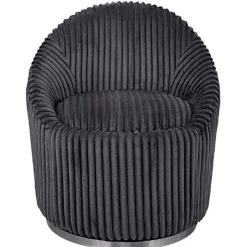 Crue Fluted Chenille Swivel Chair - Gunmetal