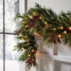 9' Dual Color LED In/Out Plug In Mixed Cedar Garland