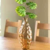 Dune Tall Recycled Dimpled Glass Vase, 12"H - Amber