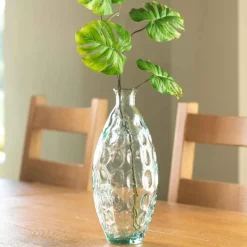 Dune Tall Recycled Dimpled Glass Vase, 12"H - Clear