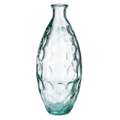 Dune Tall Recycled Dimpled Glass Vase, 12"H - Clear