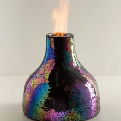 EchoFlame Rainbow Iridescent Glass Mosaic Firepot