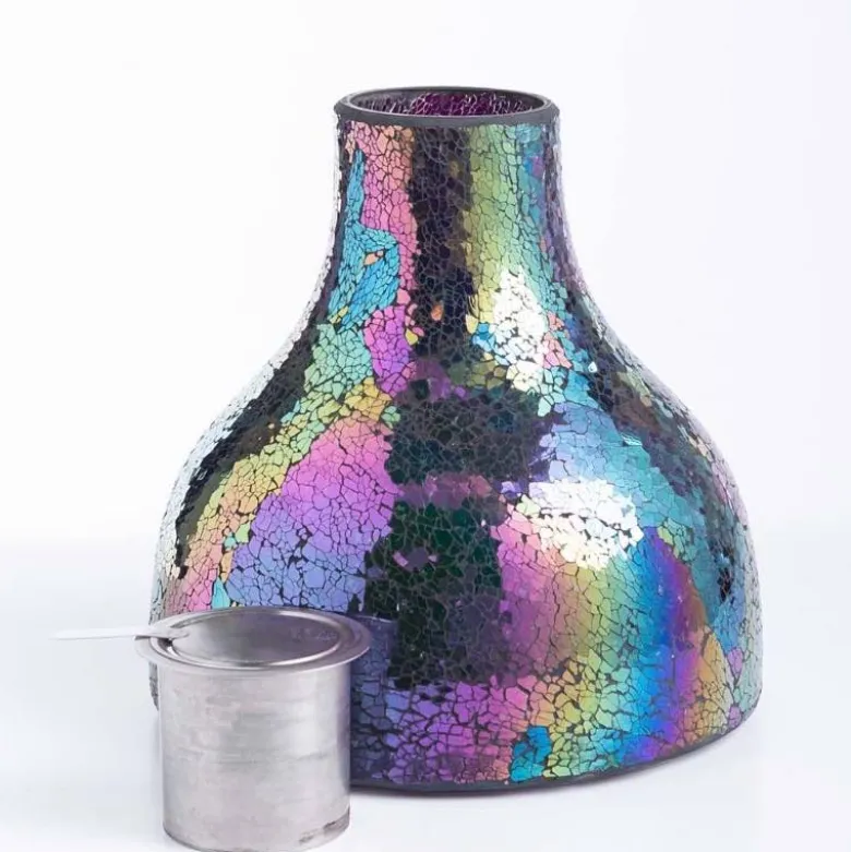 EchoFlame Rainbow Iridescent Glass Mosaic Firepot