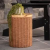 Faux Wicker Concrete Storage Side Table