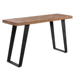 Fir Wood Console Table with Metal Legs