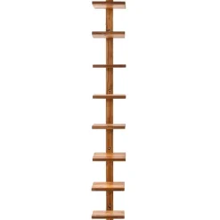 Floating Vertical Wall Shelf, 8-Shelf - Walnut