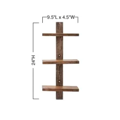 Floating Vertical Wall Shelf, 3-Shelf - Ebony
