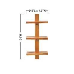 Floating Vertical Wall Shelf, 3-Shelf - Walnut