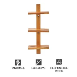 Floating Vertical Wall Shelf, 3-Shelf - Walnut