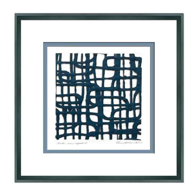 Framed Abstract Paper Wall Art - Mulberry Arte En Azul Set of 2