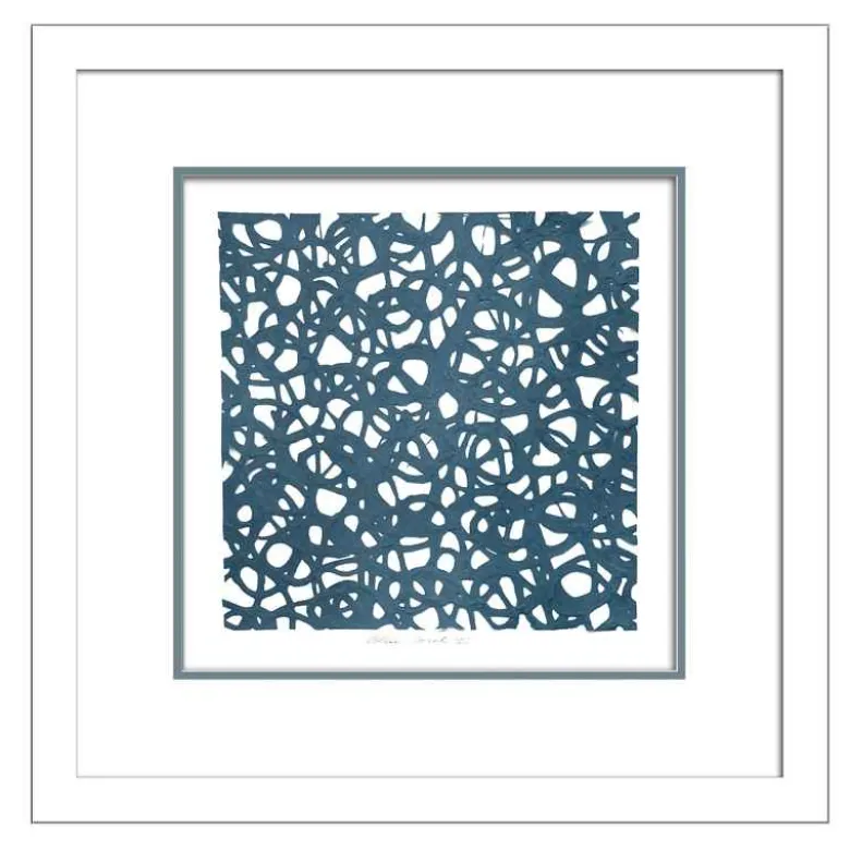 Framed Abstract Paper Wall Art - Blue Coral I