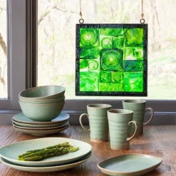 Framed Recycled Green Glass Block Art