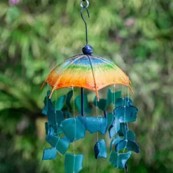 Glass and Metal Raindrop Rainbow Umbrella Mobile
