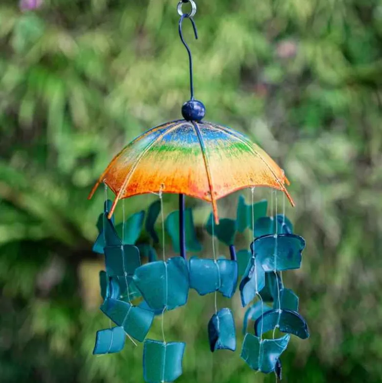 Glass and Metal Raindrop Rainbow Umbrella Mobile