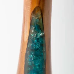 Glass Infused Teak Candle Holder, Tall