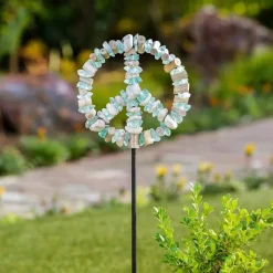 Glass Peace Symbol Garden Stake