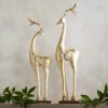 Gold and White Tall Slender Deer Statue Decor, Set of 2