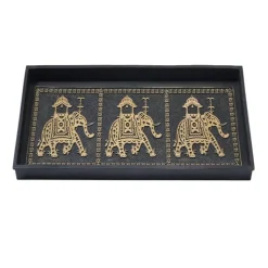 Gold-Brushed Elephant Rubber Boot Tray