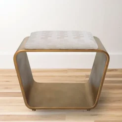 Gold Finish Upholstered Bench/ Stool