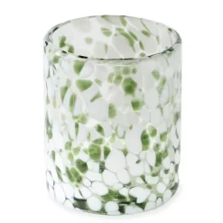 Green and White Recycled Tumbler Glassware, Set of 4