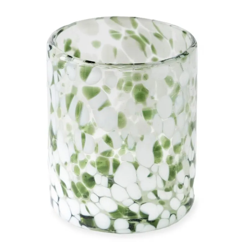 Green and White Recycled Tumbler Glassware, Set of 4