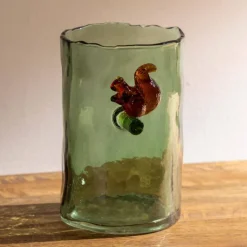 Green Glass Hurricane with Squirrel, 6