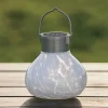 Hand-blown Glass Solar Tea Lantern - White