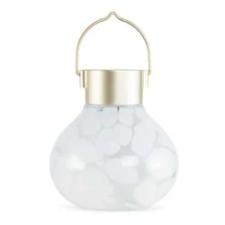 Hand-blown Glass Solar Tea Lantern - White