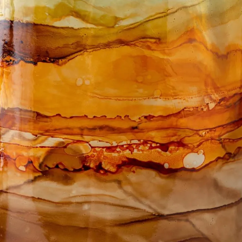 Hand-Blown Recycled Amber Glass Vase, 17.75"H