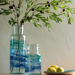 Hand-Blown Recycled Coastal Vase, Set of 2