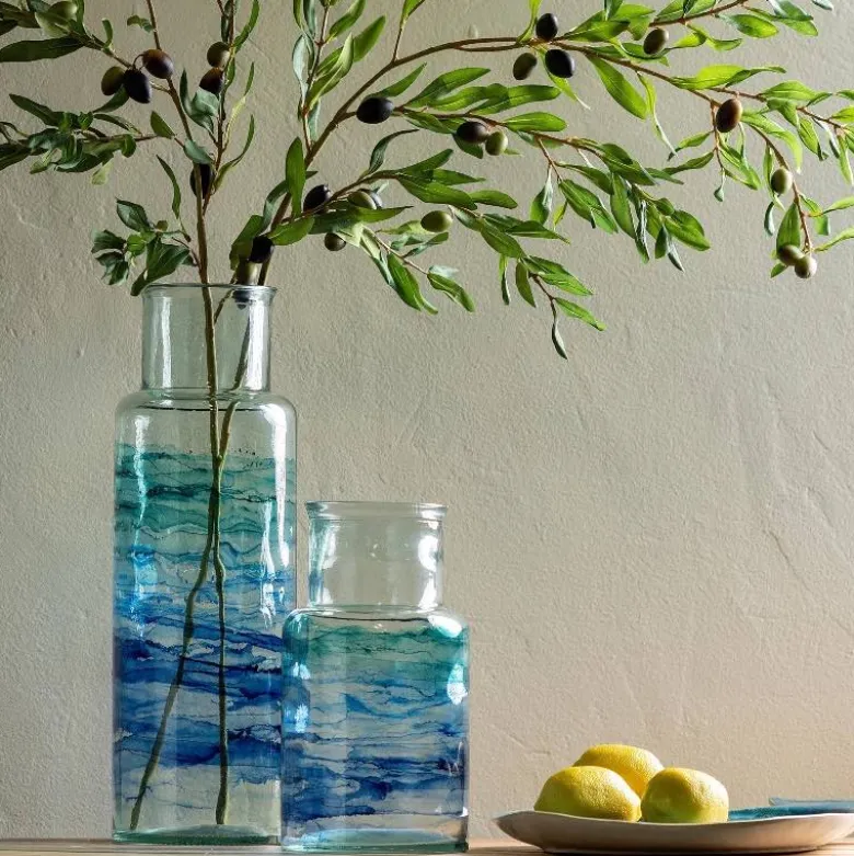 Hand-Blown Recycled Coastal Vase, Short