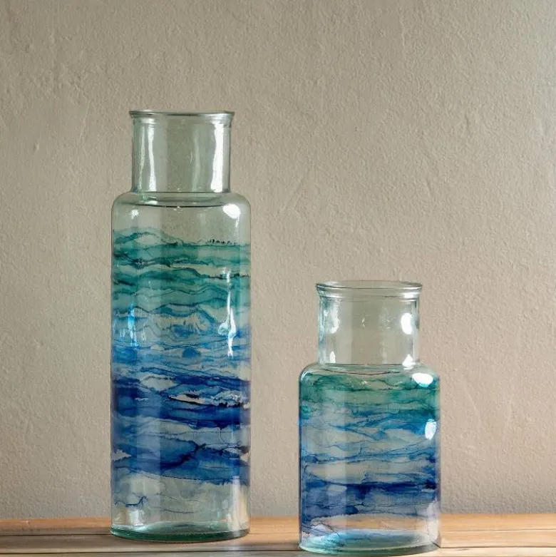 Hand-Blown Recycled Coastal Vase, Short
