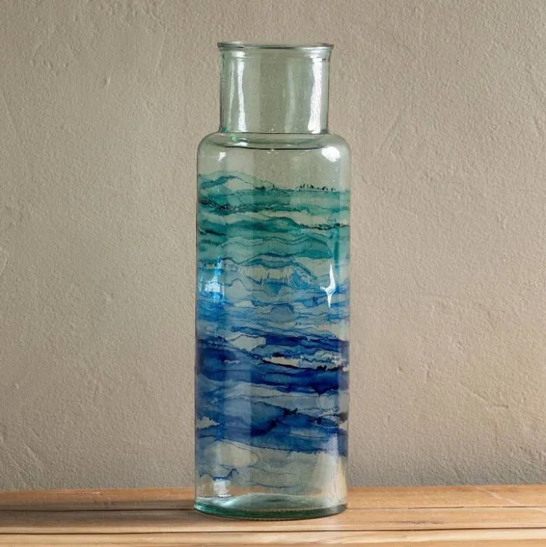 Hand-Blown Recycled Coastal Vase, Short