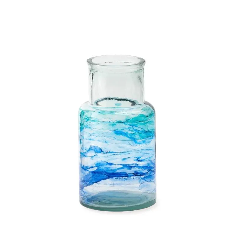 Hand-Blown Recycled Coastal Vase, Short