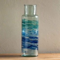 Hand-Blown Recycled Coastal Vase, Tall