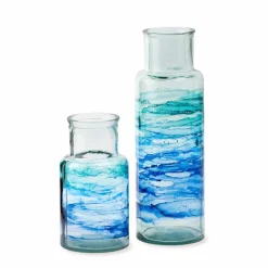 Hand-Blown Recycled Coastal Vase, Tall
