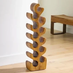 Hand-Carved Giant Suar Wood Wine Rack