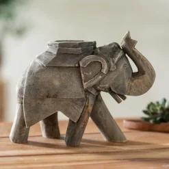 Hand-Carved Mango Wood Elephant