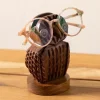 Hand-Carved Sheesham Wood Owl Eyeglass Holder