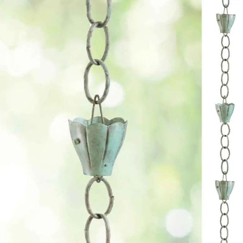 Handcrafted Crocus Flower Rain Chain - Blue