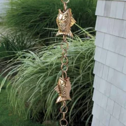 Handcrafted Fish Rain Chain - Copper