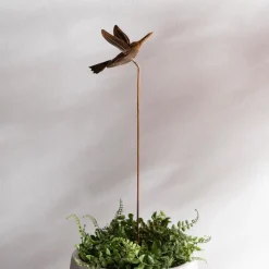 Handcrafted Flamed Copper Hummingbird Garden Stake