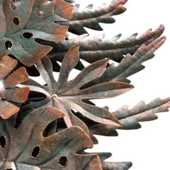 Handcrafted Forest Woman Face Surrounded by Metal Leaves and Flowers Wall Art