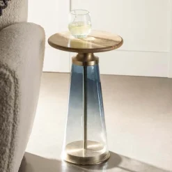 Handcrafted Glass Drink Table - Blue