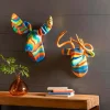 Handcrafted Haitian Artisan Paper Mache Deer Wall Art - Rainbow