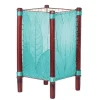 Handcrafted Rattan and Cocoa Leaves Table Lamp - Blue