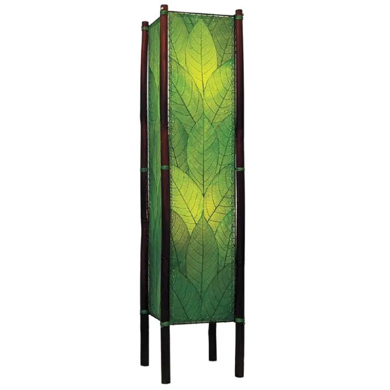 Handcrafted Rattan and Cocoa Leaves Floor Lamp - Green