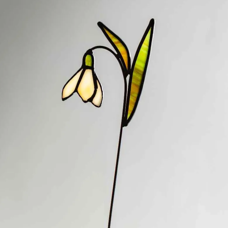 Handcrafted Stained Glass Flower Stakes - Birth Month - January