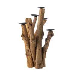Handcrafted Teak Branch Candelabra